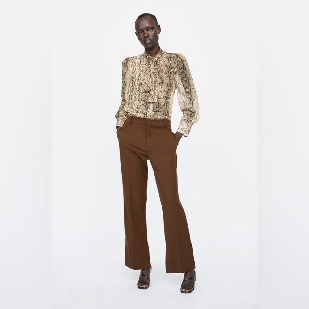 Zara Women’s Snake Print Blouse Top Size S Long Sleeve